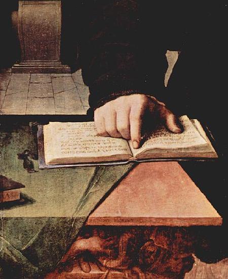 Angelo Bronzino Hand im aufgeschlagenem Buch Germany oil painting art
